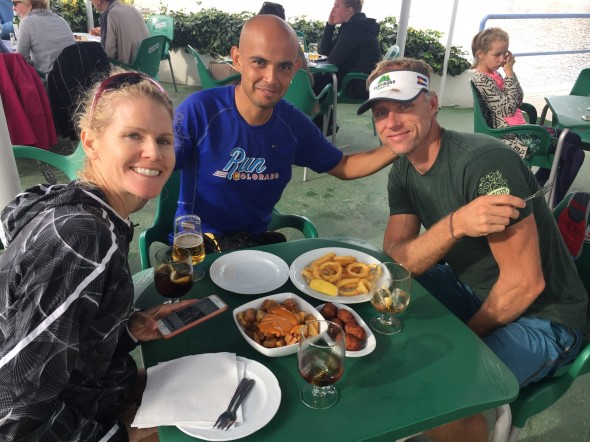 Post-run snacks right after finishing on Day 6, down by the water at Port de la Selva.  We drove back to Cadaques (half hour away) and stayed there again; we will drive back here in the morning to start where we left off and finish the route.