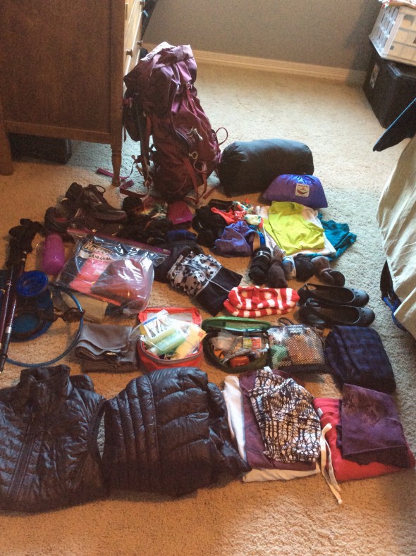 2015, packing for the Camino de Santiago backpacking trip...what a wonderful and growing experience that turned out to be.
