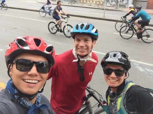 On an eclectic mix of bikes, we rode for almost 3 hours in Ciclovia, stopping to take some fun photos along the way.