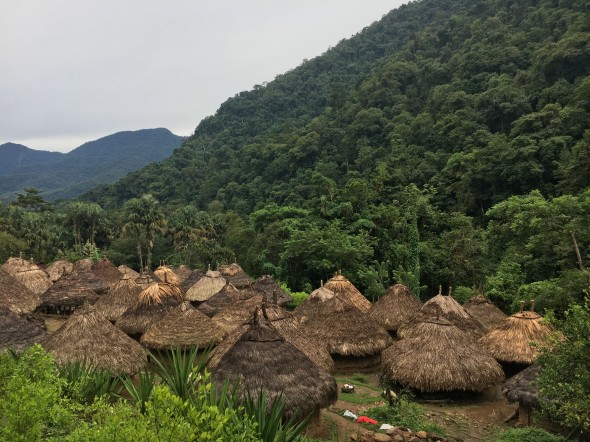 Chozas (huts) of the indigenous people who currently live in Parque Tayrona and who control access to its sites.
