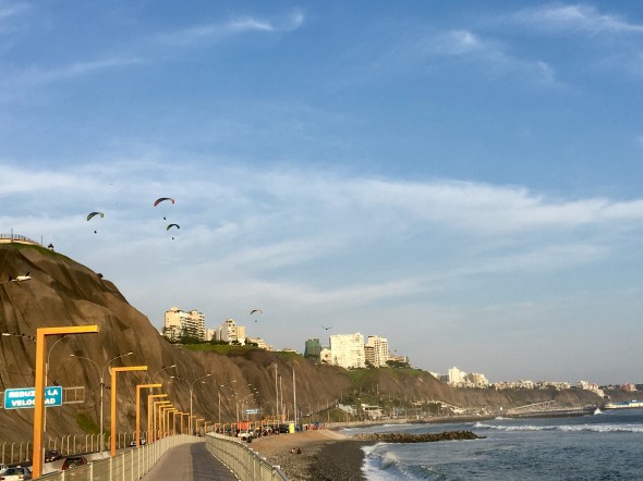 Along the Malecon you can see so many different activities.  Paragliding is very popular off the cliffs right by the sea here.  It’s so fun to watch!