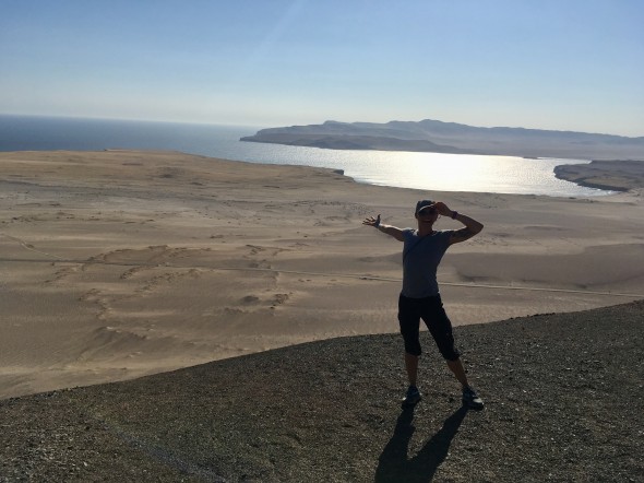 Paracas National Preserve:  sand dunes, rock cliffs, and an amazing sunset over the sea.